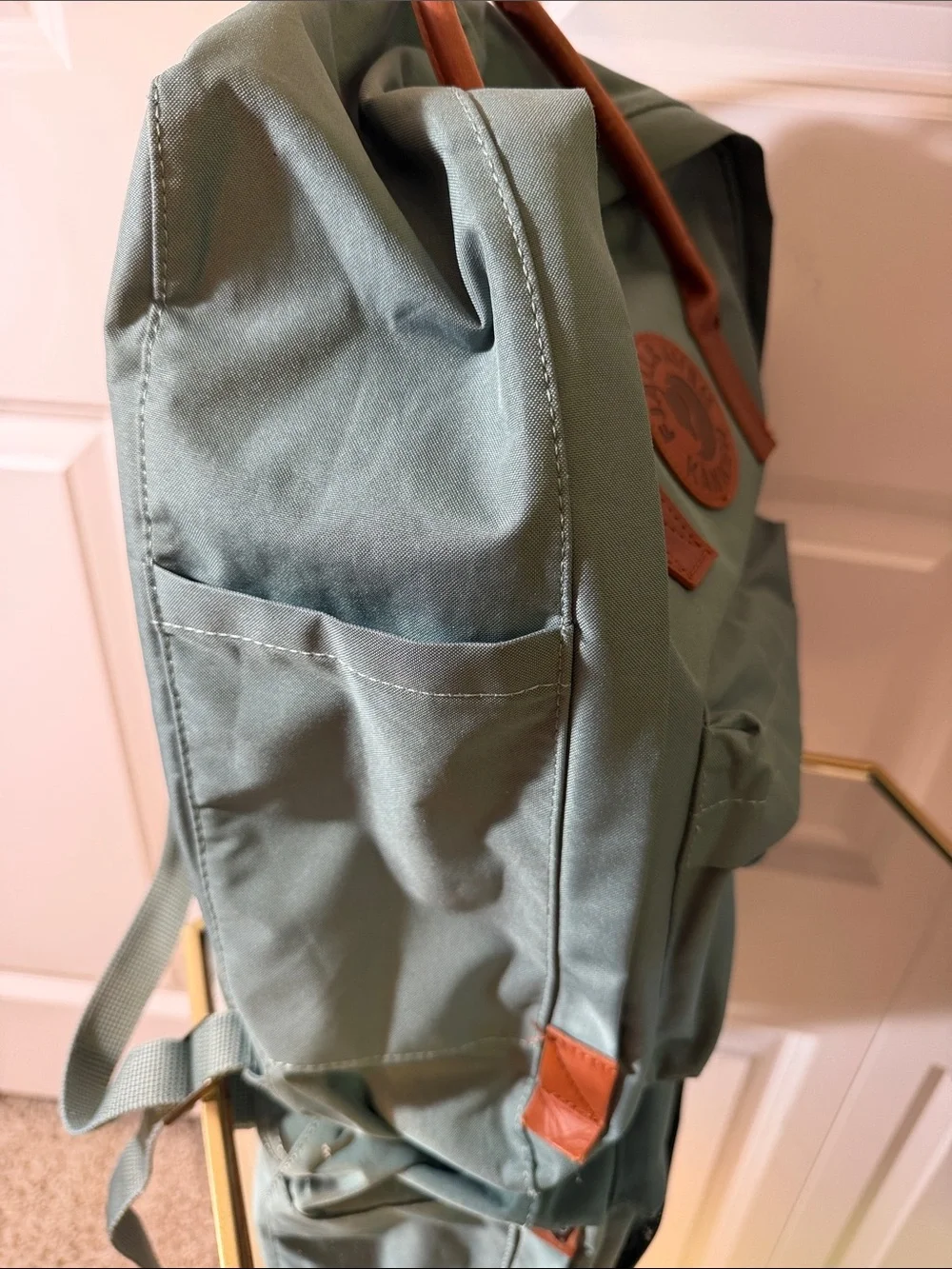 Kånken Leather-Handle Backpack in Sage Green